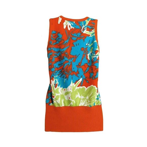 Berek Sweater Vest Art to Wear Bold Abstract Floral Cotton Rayon Knit Medium - Picture 4 of 5